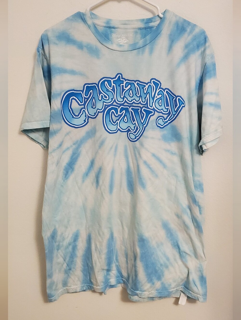 Disney Cruise Line Light Blue Tie-Dye "Castaway Cay" Graphic Tee Size XL